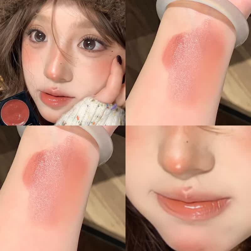 pinkyfocus柔润微彩唇颊多用膏单色腮红膏自然裸妆显白提气色氛围感腮红盘 01#直子
