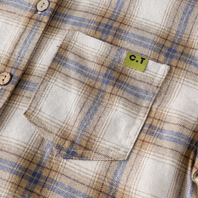 棉花堂(cottontown)棉花堂男童格子衬衫上衣外套儿童衬衣休闲春秋季新款童装中大童 蓝白格 90 90/52