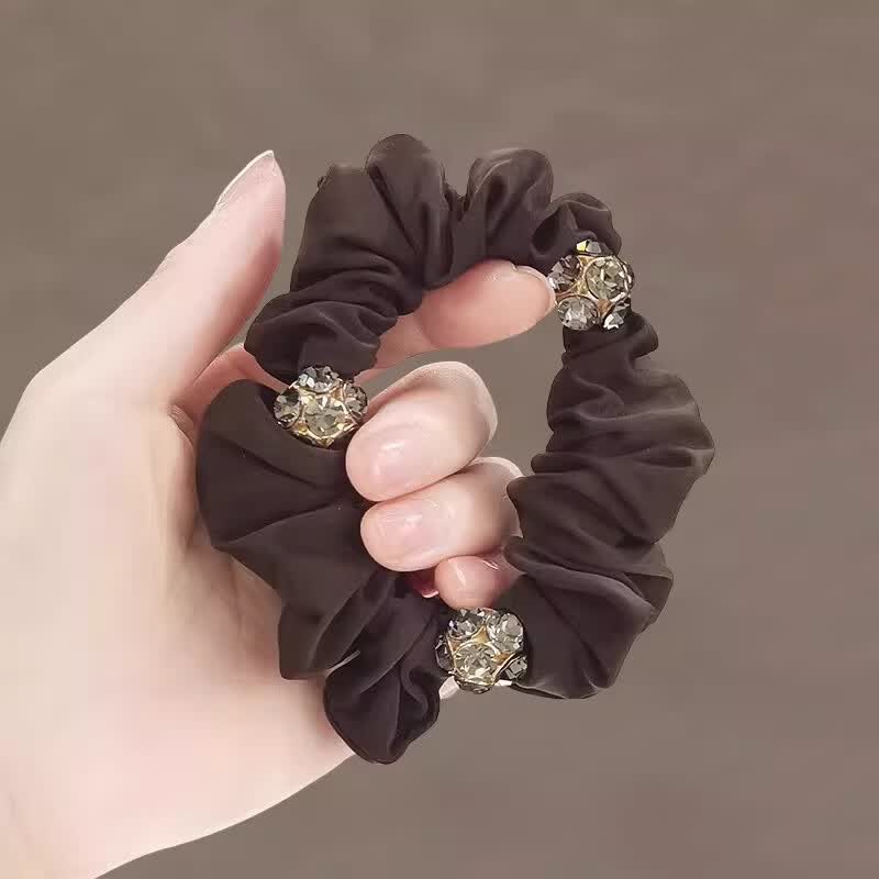 唐芙妮扎头发皮筋大肠发圈女高弹力耐用无痕不伤发轻奢头花发饰布艺头绳 1根黑色+1根咖色