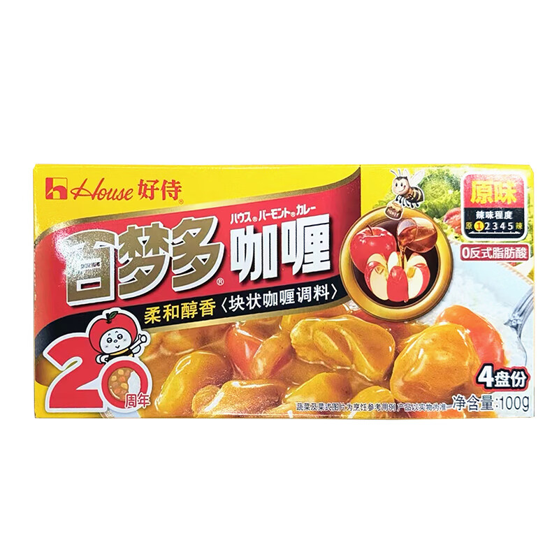 好侍（HOUSE）咖喱调味品咖喱块 好侍百梦多咖喱原味100g