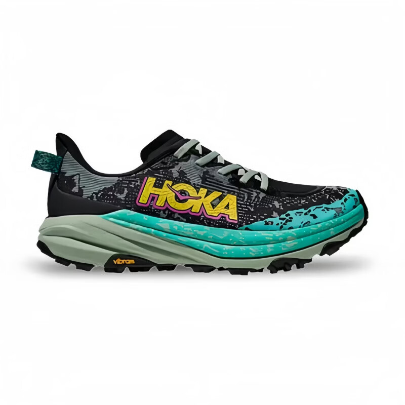 HOKA HOKA FOOT男女同款飞速羚羊6休闲运动鞋 SPEEDGOAT 6 轻量舒缓透气越野跑鞋 黑色/芦荟绿 37