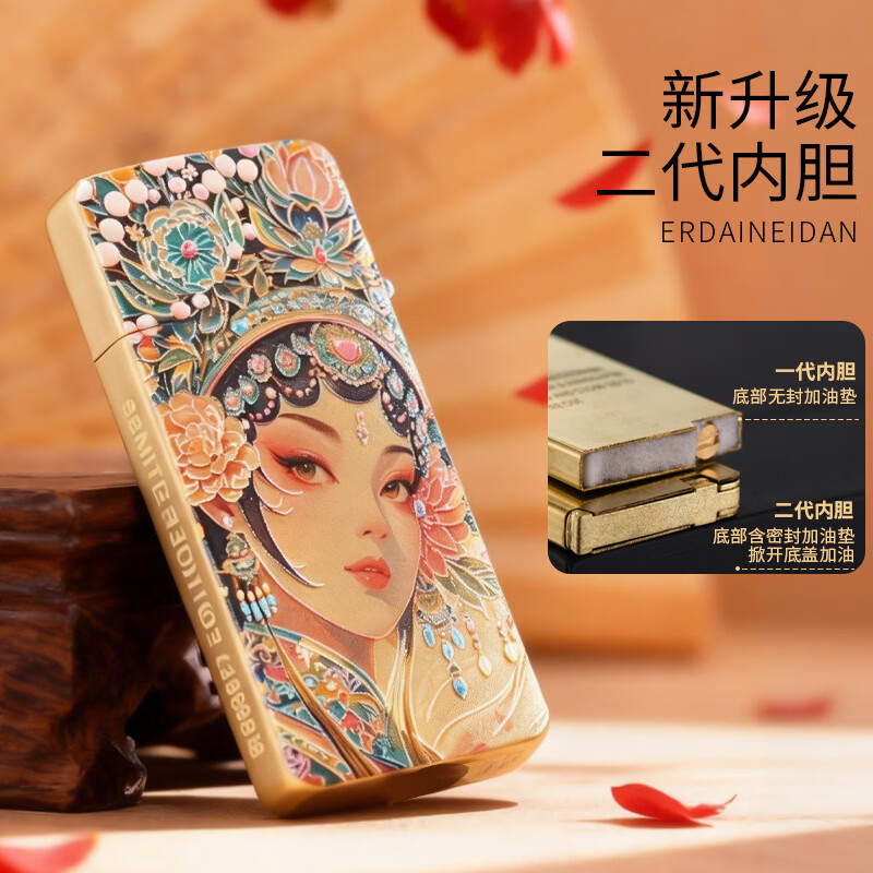 ZORRO佐罗新款煤油打火机超薄款黄铜防风复古便携国风送男友礼物 龙凤呈祥【单机】