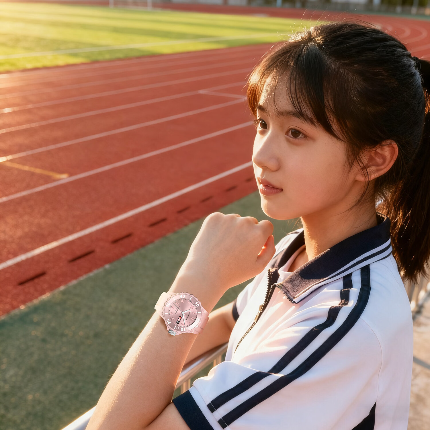 GAIN STARRYins高颜值光动能手表女生手表初高中生考试手表开学礼物太阳能 粉色-光动能