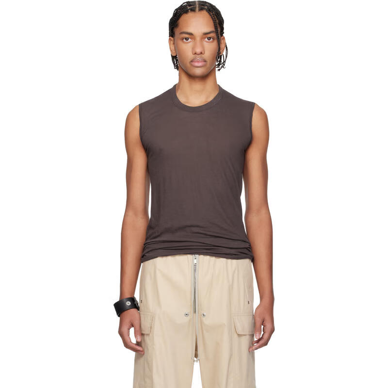 瑞克·欧文斯（RICK OWENS） 轻奢 男士 棕色 TEMPLE BASIC SL 背心 Macassar 20 | XS