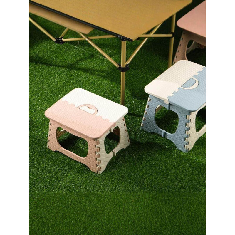 胖东来同款折叠凳户外加厚塑料子便携式家用小板凳马扎露营凳儿童 小号【1个装】蓝色