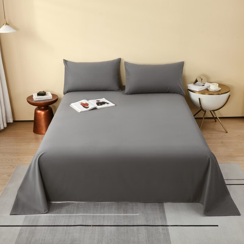 ROLAND LIVE秋冬季全棉磨毛单床单简约纯色轻磨毛床单三件套单双人床纯棉床罩 PS 全棉磨毛纯色床单-魅影灰 单床单120*230cm