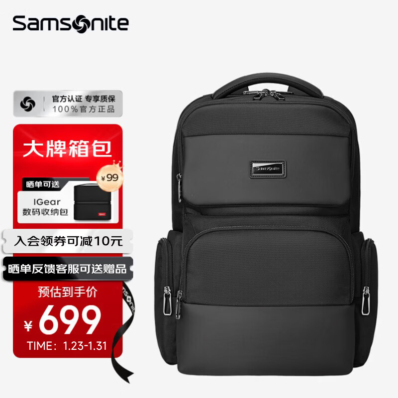 新秀丽（Samsonite）双肩包电脑包男高端商务背包16英寸笔记本大容出差旅行包BP4 新年