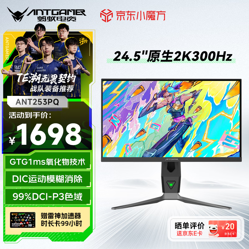ANTGAMER蚂蚁电竞 24.5英寸2K300Hz显示器 氧化物FastIPS 10Bit HDR400 1msGTG DIC技术护眼低蓝光ANT253PQ