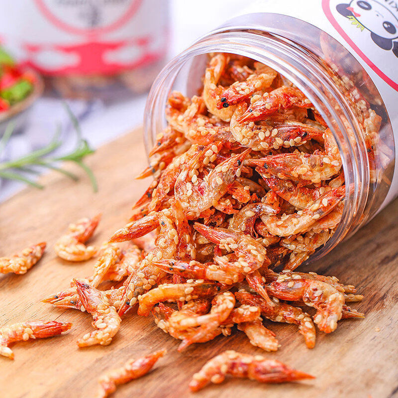 无疆妙品麻辣口味上市孕妇樱花虾干脆虾即食无添加海味零食麻辣烤虾 1罐原味淡水脆虾
