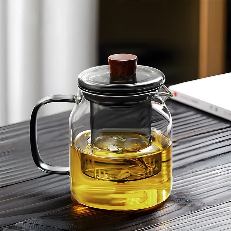 【厂家直销】厂耐热玻璃茶壶泡茶家用茶具套装过滤茶水分离泡茶壶 墨雅壶【单壶】 560ml