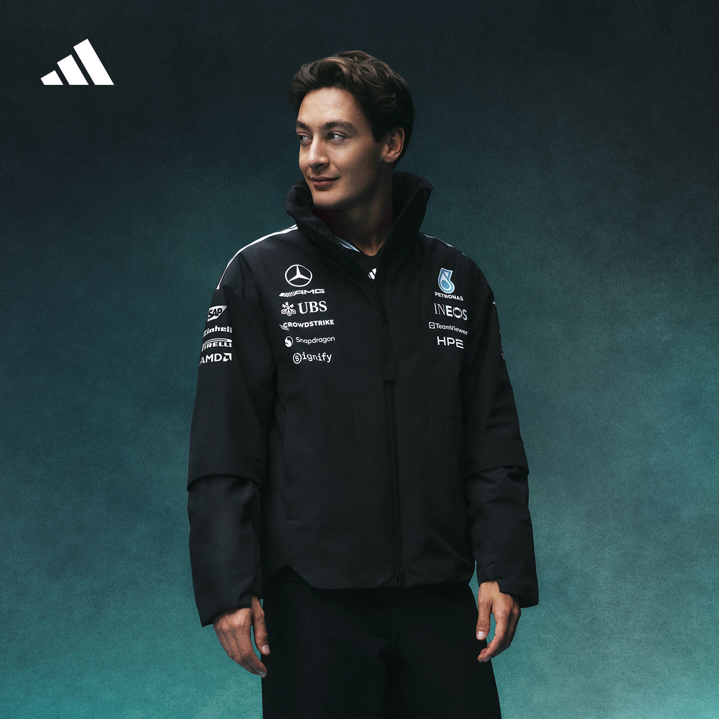 adidas梅赛德斯AMG马石油F1车队保暖棉服男装秋冬新款阿迪达斯   黑色   XL