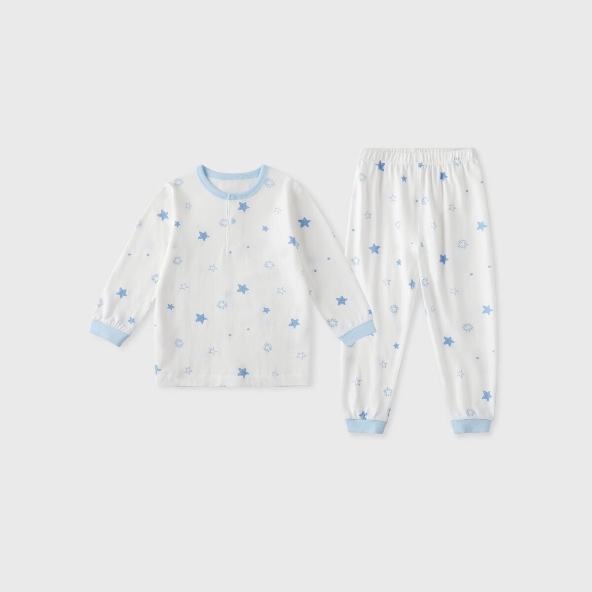 丽婴房【全棉】儿童睡衣26秋季新品男女童纯棉印花两粒扣家居服内衣套装 【100%棉】-星梦奇缘-浅蓝-两粒扣套装 130 cm