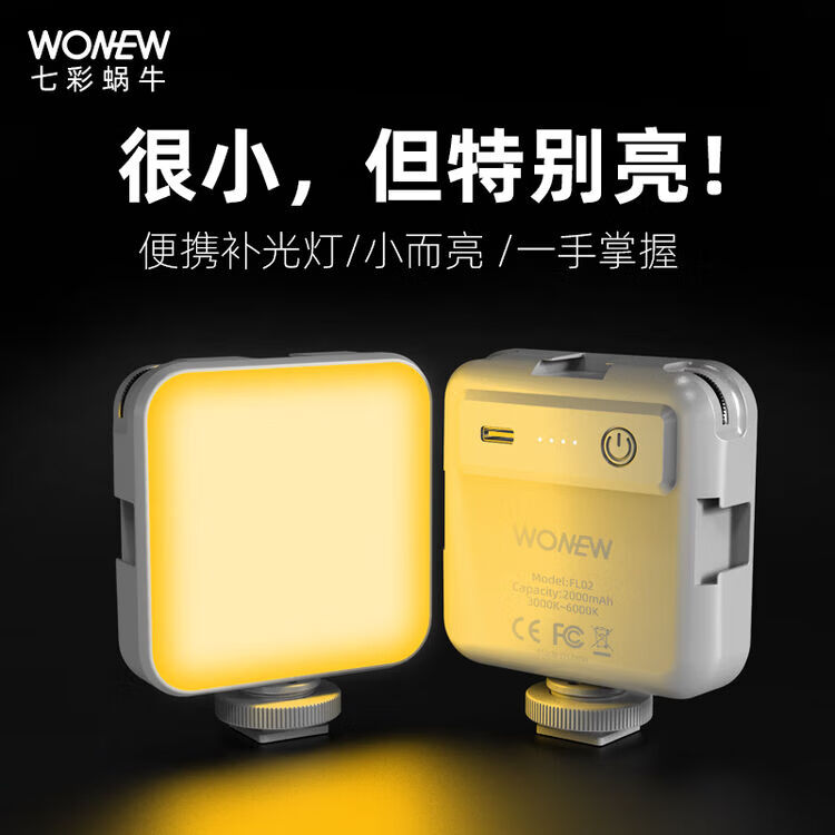 wonew七彩蜗牛补光灯手机直播支架七彩RGB三脚架美颜化妆脸灯手机架录像设备单反迷你云台旅游vlog神器 【冷暖款/FL02-白】美颜补光灯+手机夹 京东折扣/优惠券