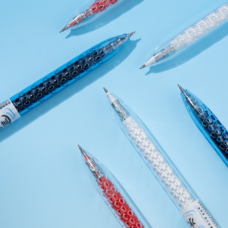 晨光（M&G）水滴笔按动中性笔ST头黑笔0.5mm速干大容量长续航减塑学生考试专用高颜值圆珠笔签字笔 【混色】6支(4黑2红)