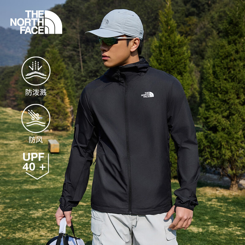 北面（The North Face）【溯水系列】防晒皮肤衣情侣款防泼溅防风夹克UPF40+休闲薄风衣 8G78/JK3/宇宙黑/男款 L