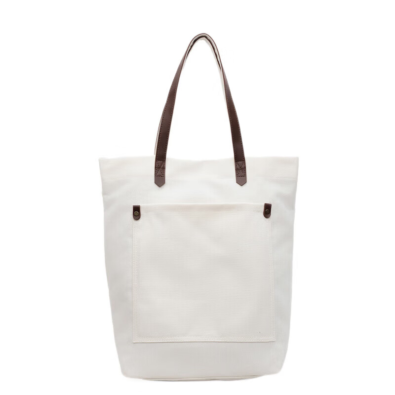 【甄选】大容量百搭帆布包女单肩纯色通勤包学院学生便捷包包购物 米白色