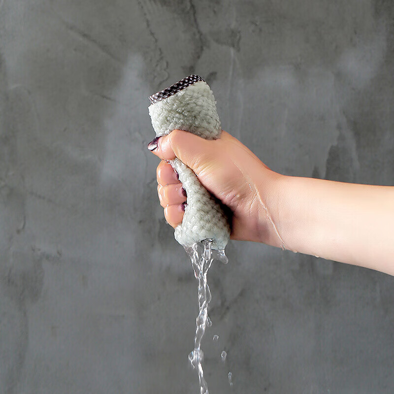 JEPOO可挂式珊瑚绒擦手巾 厨房清洁巾不易掉毛吸水洗碗布 5条装随机