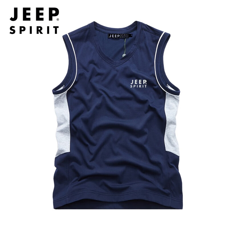 jeep美国吉普男士无袖背心坎肩宽松t恤沙滩潮牌夏季健身休闲运动汗衫