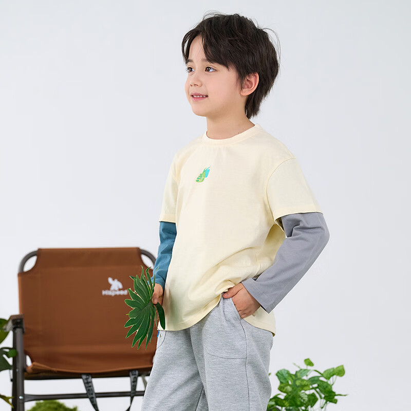 棉花堂（cottontown）【100%棉】棉花堂假两件男童T恤春秋季童装针织上衣纯棉运动t恤 可爱熊 90 90/52