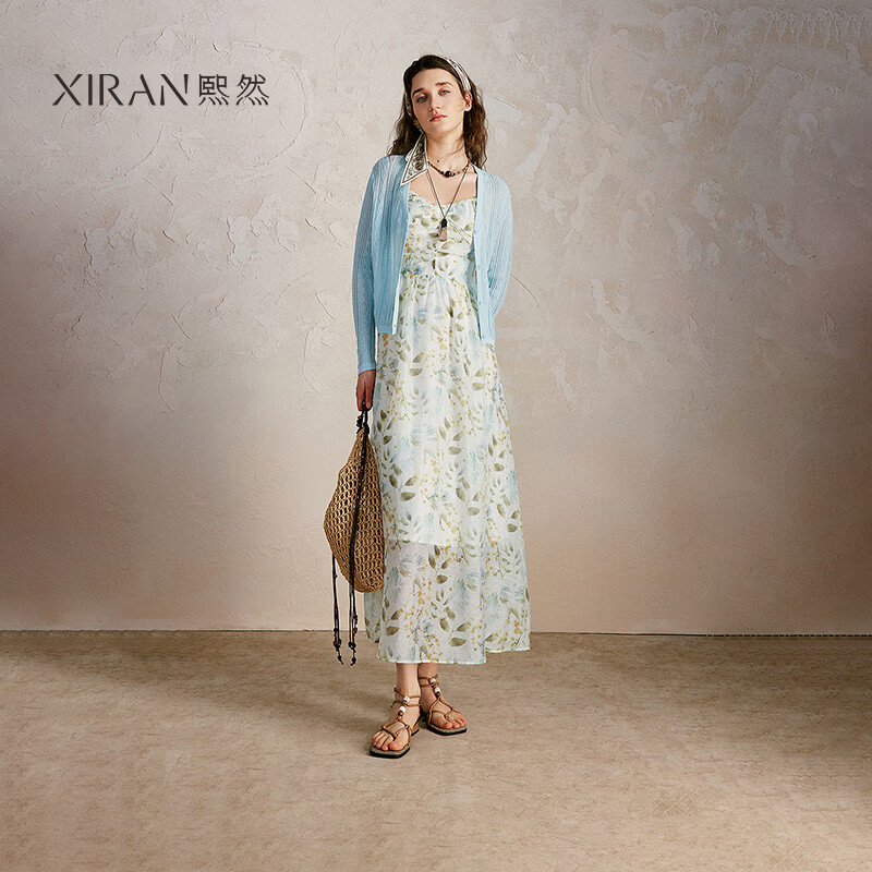 ��Ȼ��XIRAN��26�����¿�ȼٷ������������黨��������ȹ��֯����������Ů �׵ײʻ� S 192Ԫ