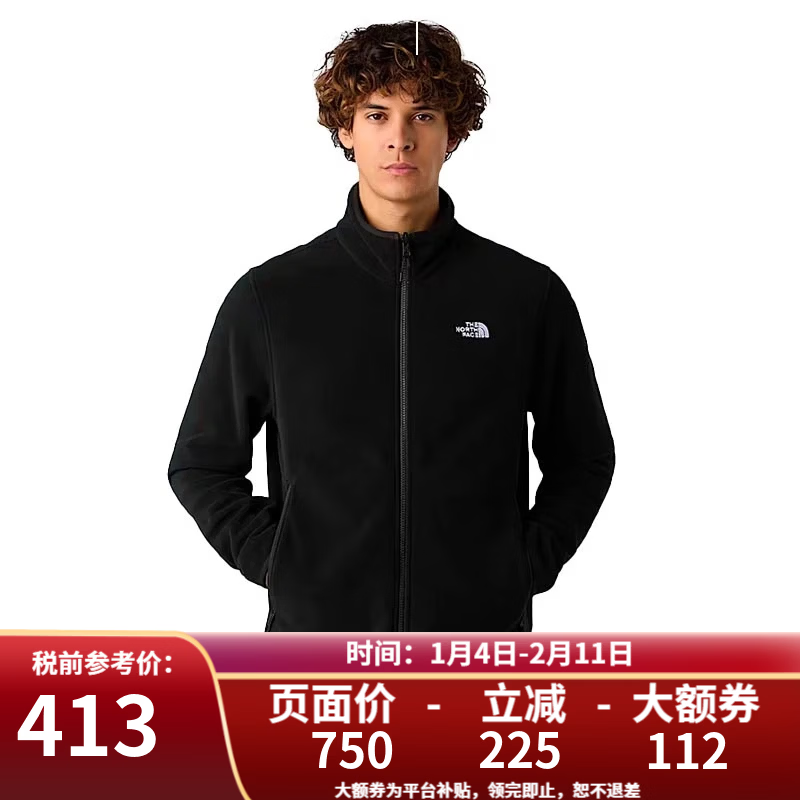 北面美版男女Glacier系列輕量保暖抓絨戶外通勤衛(wèi)衣外套 NF0A8D0R-男款-JK3-黑色 S