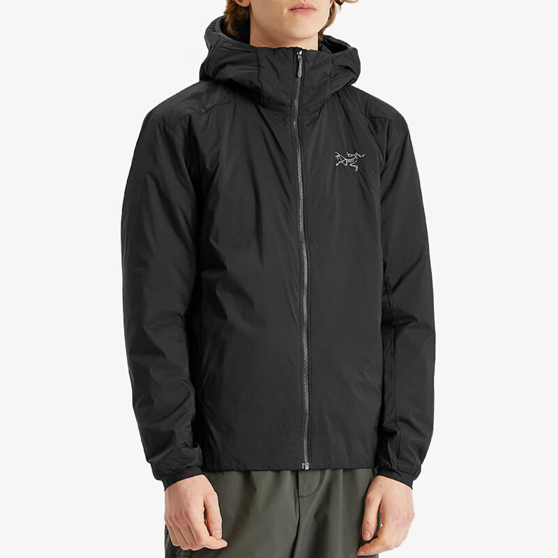 始祖鸟（ARC'TERYX）25新款始祖鸟阿童木棉衣ARCTERYX ATOM Hoody男薄棉服9556 7487 【连帽25新款】Black_黑色_X9556_帽檐带英文LOGO XS