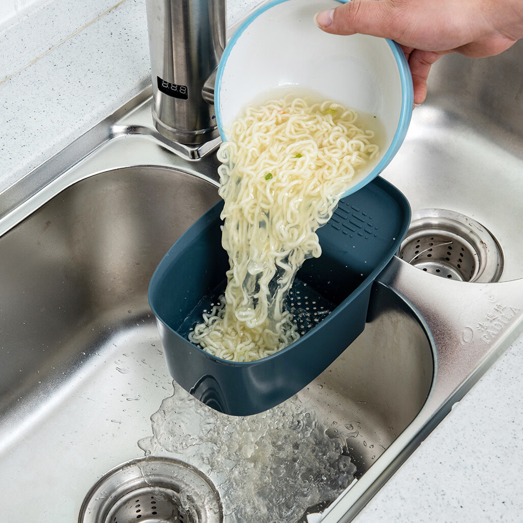 【实用】马鞍式沥水篮厨房可挂式水槽沥水篮过滤洗碗池蔬果厨房水 龙胆绿