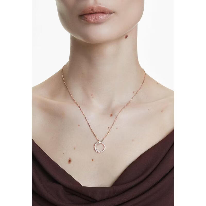 施华洛世奇（SWAROVSKI）新款女士项链简约优雅精致百搭玫瑰优雅气质女吊坠锁骨链生日礼物 rose gold tone ONE SIZE