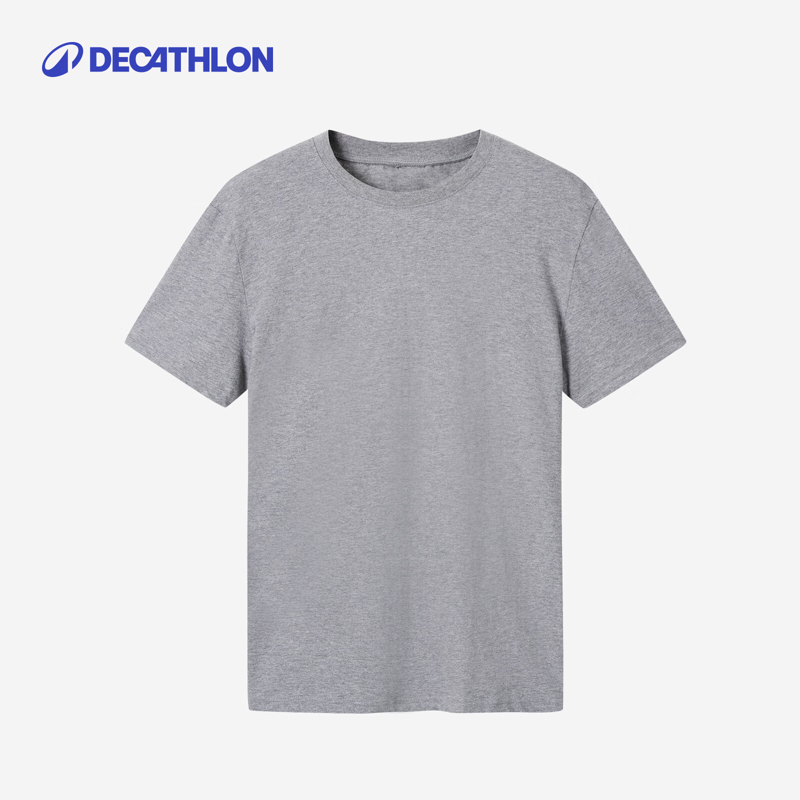迪卡侬（DECATHLON）运动t恤男纯棉纯色圆领打底衣跑步健身基础训练短袖T恤 【1件】深灰色 M