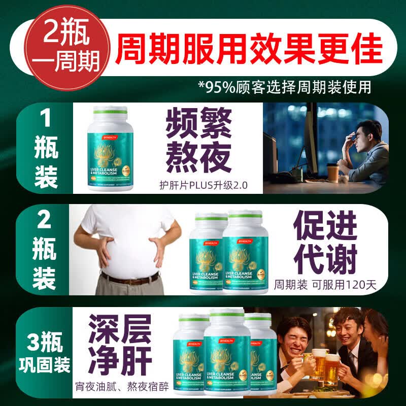 BYHEALTH奶蓟草护肝片二代PLUS水飞蓟熬夜净肝解酒转氨酶脂肪肝损原装进口 【促肝代谢】护肝PLUS120粒+酵素3袋