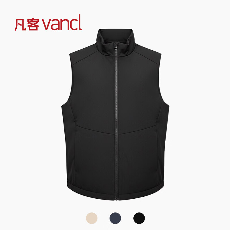 凡客诚品（VANCL）凡客官方店新款防风保暖棉马甲 春秋款外穿潮流休闲无袖马甲 黑色 M 建议（110-120斤）