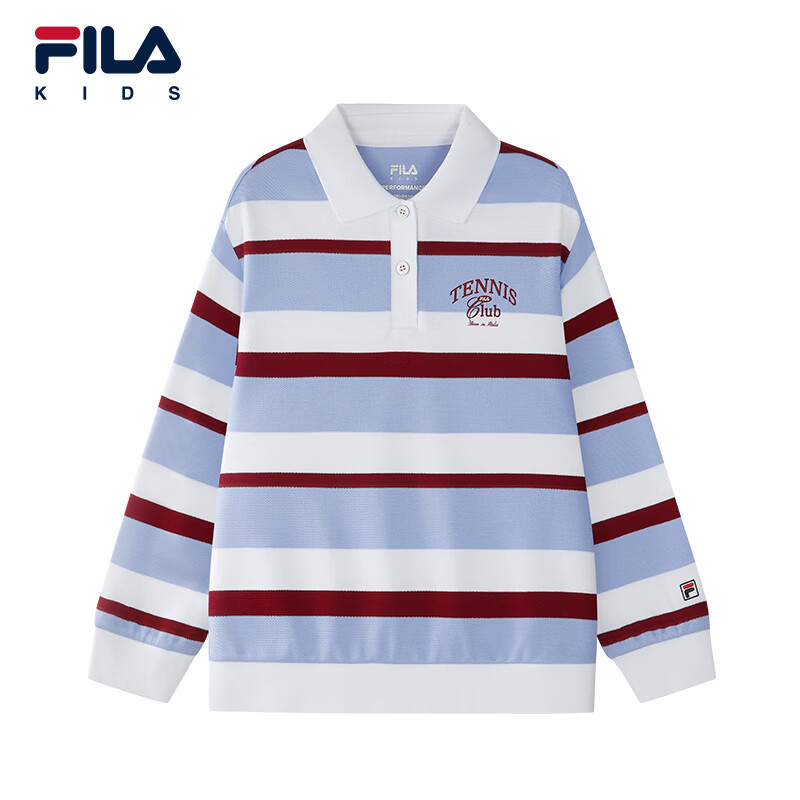 FILA KIDS斐乐童装女大童卫衣2026春季新款儿童翻领运动宽松上衣 满印一-ZA 140