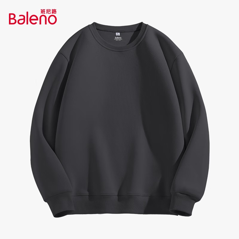 班尼路春秋季情侣重磅潮牌卫衣2025新款小个子男生显高显瘦休闲宽松外套 【圆领卫衣】-中灰#纯色 L