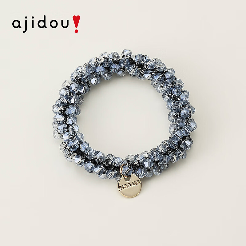 AJIDOU阿吉豆发圈休闲弹性水晶发绳时尚个性扎头皮筋头饰生日新年礼物 灰蓝色 1个
