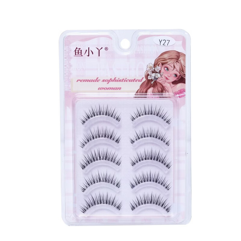 CKWHVO鱼小丫Y27上睫毛透明梗一片式仿真自然纤长妈生漫画感假睫毛 1盒【体验装】 五对装/盒