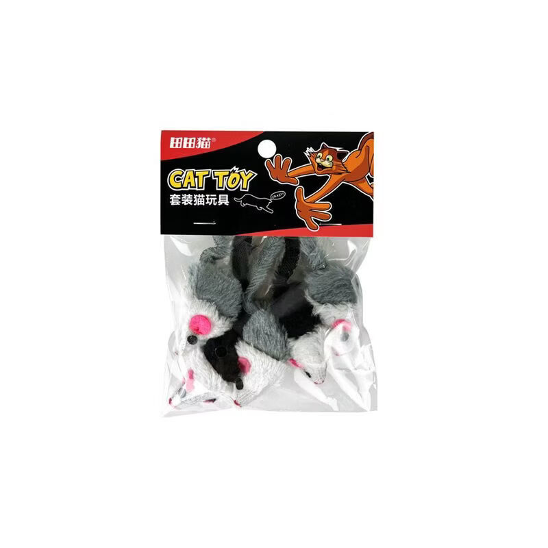田田貓解悶自嗨老鼠逗貓神器小貓不爛貓貓玩具貓咪毛絨玩具不掉毛 灰白老鼠5只