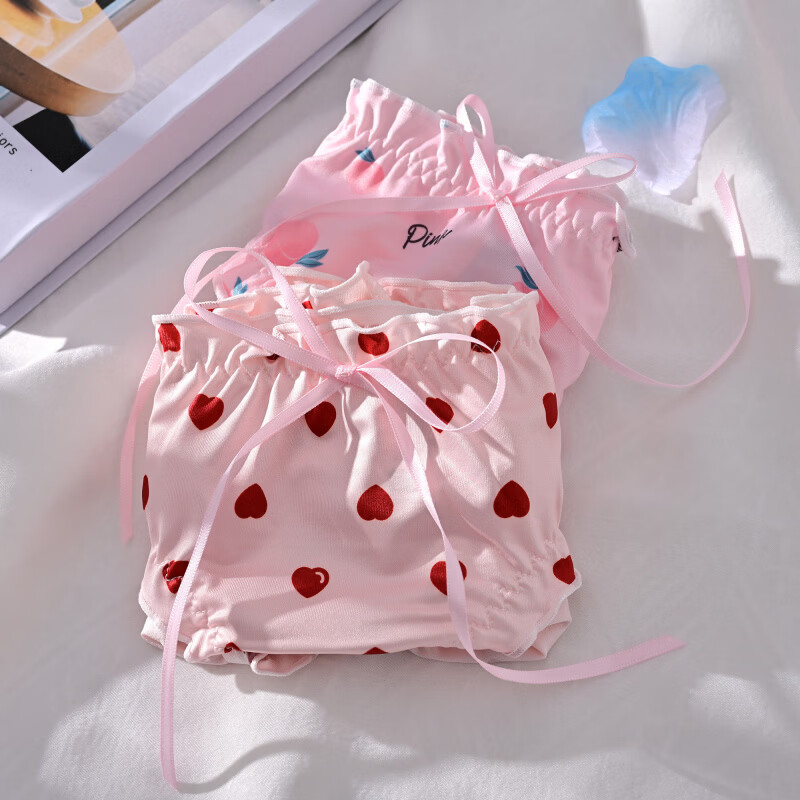 莫代尔【情侣款】情侣内裤男女一对夏季薄性感纯欲少女风内衣套装纯棉裆 小爱心 M 男L+女