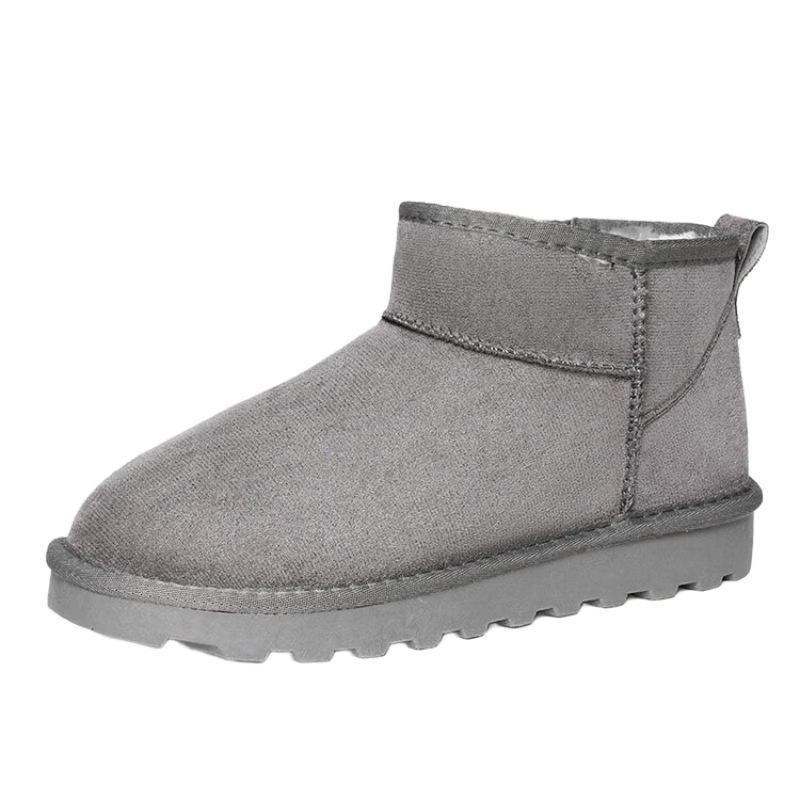 红蜻蜓雪地靴女秋冬加绒百搭棉鞋保暖短靴女靴WLC43470灰色37