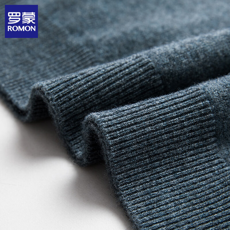 罗蒙（ROMON）【100%羊毛】纯羊毛衫男2025秋冬季新款休闲保暖男士针织打底衫 深灰色 L (建议体重120-140斤)