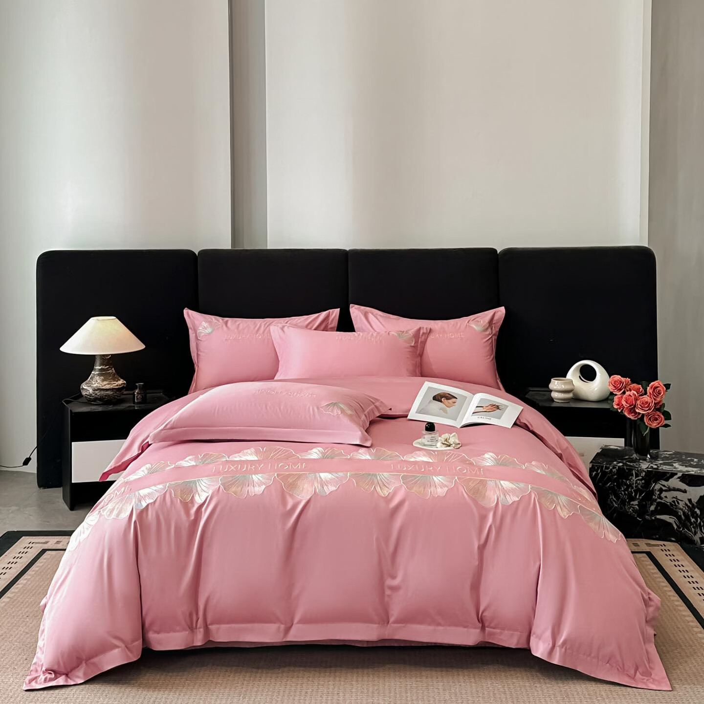 水星系列高端四件套全棉100%纯棉2026新款轻奢四季通用纯棉床单被套四件套 花漾-芙芮粉 1.5m 床单款 被套200*230cm四件套