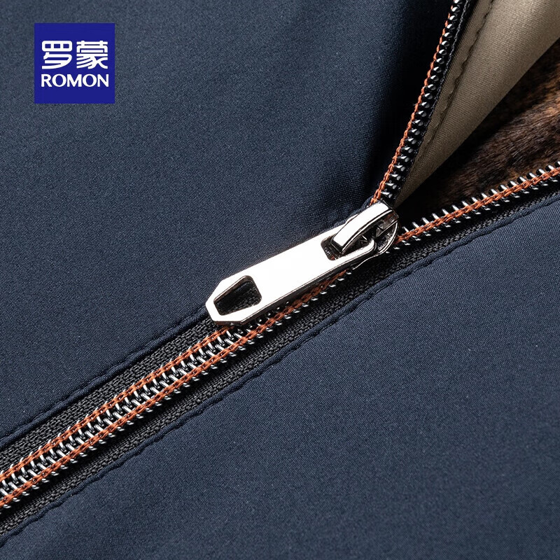 罗蒙轻暖时尚连帽棉服2025秋冬新款中青年加厚保暖防寒外套男爸爸装 藏青 M 170