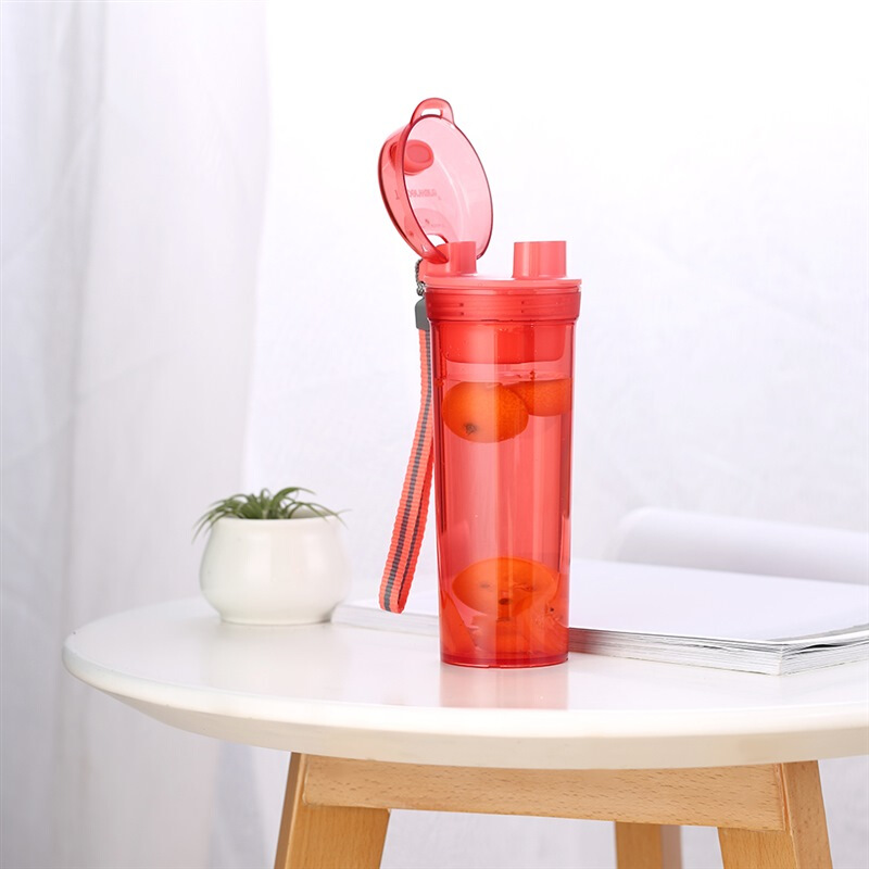 特百惠tupperware晶彩茶韵塑料杯随心运动密封防漏茶水分离水杯子带拎