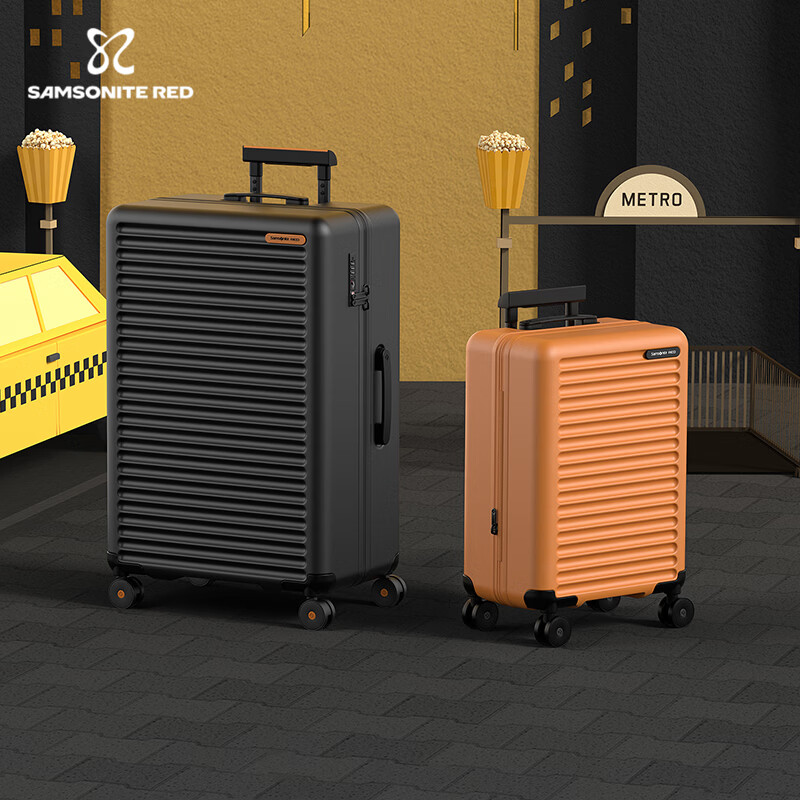 新秀丽（Samsonite）【娜扎同款】大波浪行李箱 时尚轻盈拉杆箱 大容量密码旅行箱KJ1 HG0-黑墨色 28英寸