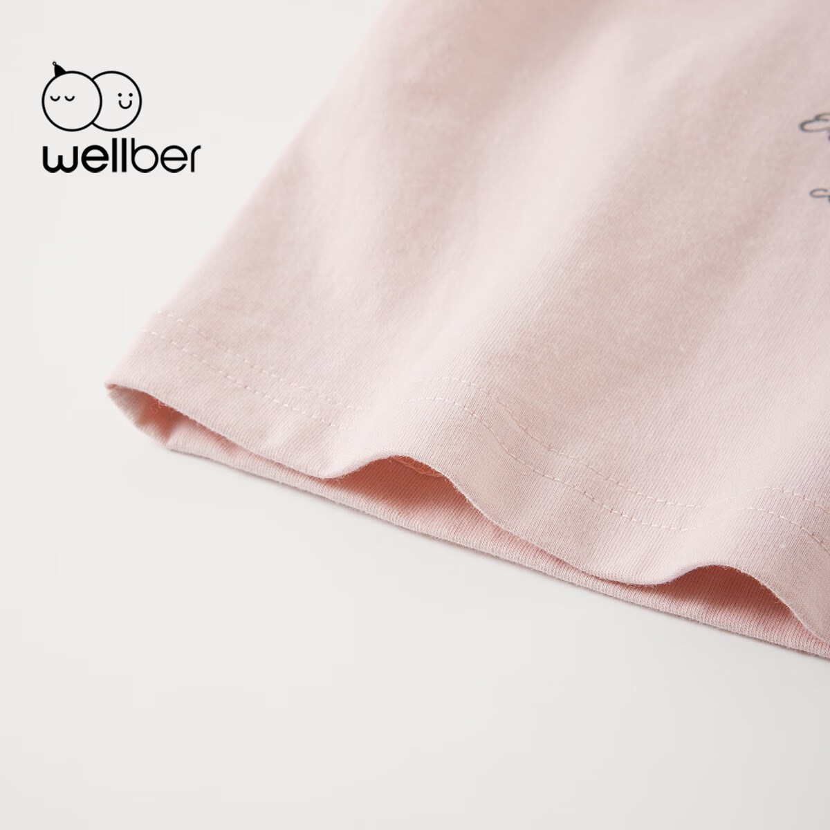 威尔贝鲁（WELLBER）儿童T恤宝宝内搭条纹假两件中小童长袖上衣纯棉百搭 粉色 90