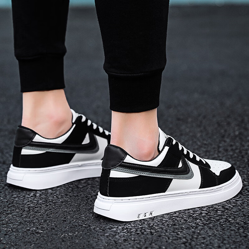 西域骆驼（VANCAMEL）男鞋冬季新款透气空军aj一号板鞋男士轻便软底运动休闲小白鞋子男 【官方正品 质量保证】黑色配色 43