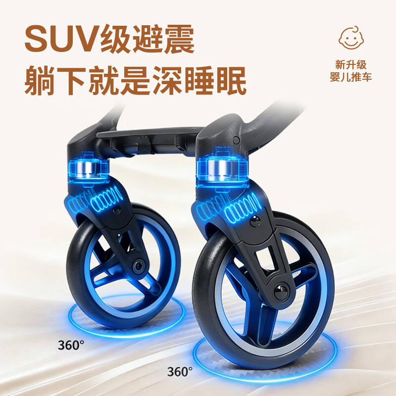 LANXUE蓝鳕x3碳纤维婴儿车高景观超轻便可坐躺可登机折叠遛娃双向婴儿车 浅粉色【蚊帐+雨罩+收纳袋+推车挂包】
