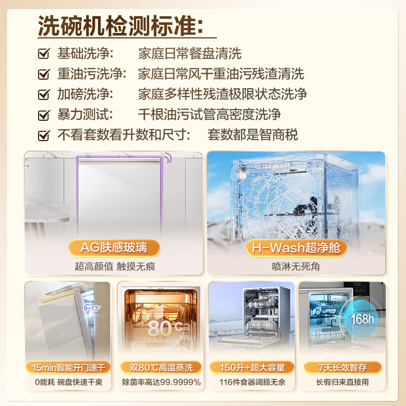 卡萨帝（Casarte）【星悦】嵌入式揽光洗碗机系列大16套容量一级水效H-Wash超净舱智能开门速干CYBW16327YYU1