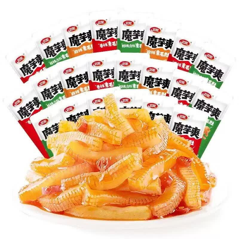 卫龙魔芋爽魔芋素毛肚麻酱味辣条解馋小零食辣味零食休闲食品小吃 混合口味50包 无规格