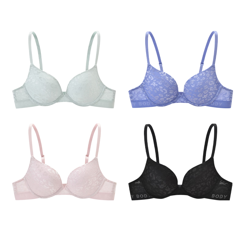 mybody商場同款內(nèi)衣女時尚豹紋網(wǎng)紗無痕透氣文胸胸罩 薄荷曼波 75C