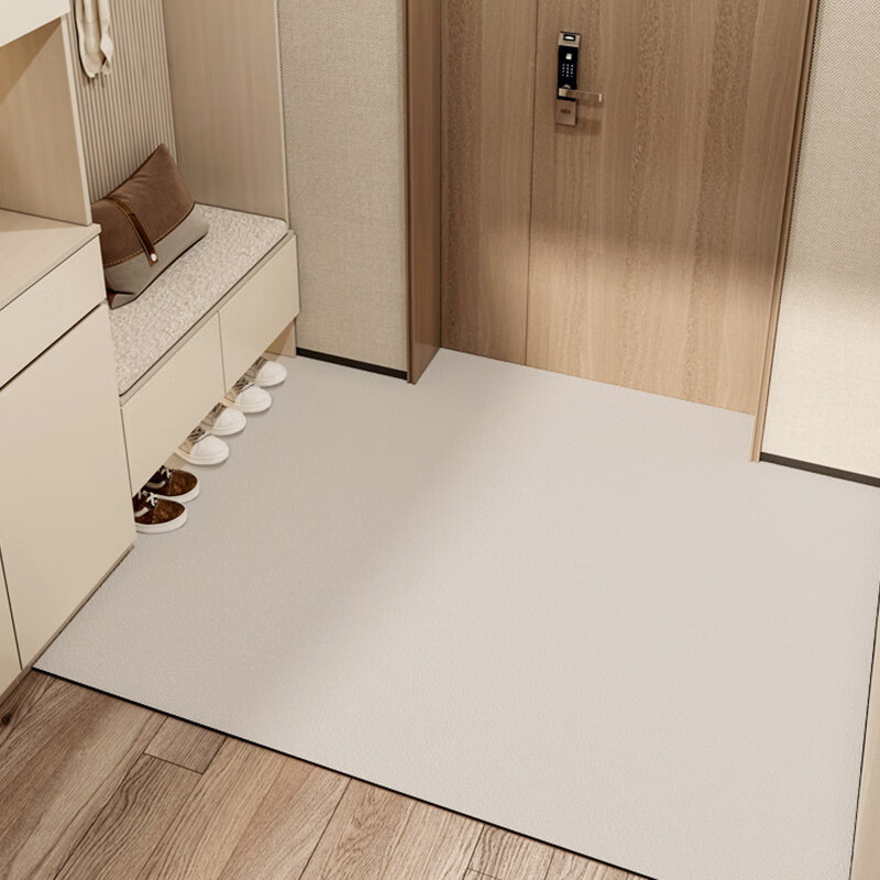 米黛蕾地垫室内免洗可擦进门纯色简约入户毯门口门外防水防滑皮革子 纯色-浅灰 140*200cm